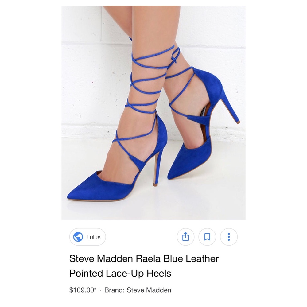 Steve Madden Blue Pointed Toe Lace Up Heels
